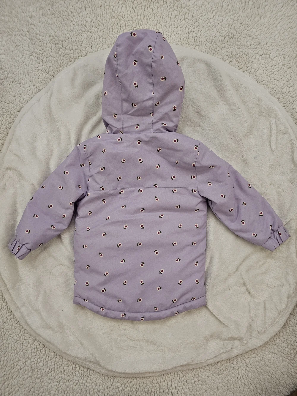 Cat & Jack Lavender Hooded Quilted Coat with Cream Faux Fur Lining